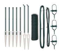 Yisssmeng Green Garden Fence 10 x 0,5 m 25 mm Mesh Steel PVC Border Panel Kit with 7 Spike Posts Weather-Resistant Outdoor Barrier for Yard Patio Pet Safety