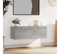 Yisssmeng Grigio Sonoma Floating Storage Cabinet 100 x 36,5 x 35 cm Wood Composite Two Drawer Wall Mounted Organizer Modern Design for Living Room, Corridor, Bedroom