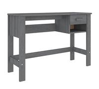 Yisssmeng Hamar - Scrivania per computer, 110 x 40 x 75 cm, in legno massiccio di pino grigio scuro, moderna scrivania per computer con cassetto, per casa, ufficio, gaming