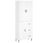 Yisssmeng Highboard bianco, 69,5 x 34 x 180 cm, materiale in legno e gambe in metallo, moderna credenza con 2 ante e spazio di archiviazione, minimalista per soggiorno, corridoio, camera da letto