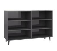 Yisssmeng Highboard grigio lucido 103,5 x 35 x 70 cm con 6 ripiani, gambe in metallo, design industriale, piccolo armadio per soggiorno, camera da letto o corridoio