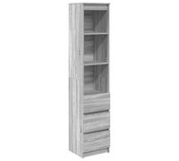 Yisssmeng Highboard grigio Sonoma 37,5 x 35 x 180 cm in legno moderna credenza con 3 cassetti e 3 ripiani, robusto armadio per corridoio, camera da letto, soggiorno, cucina, ufficio