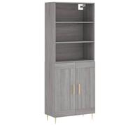 Yisssmeng Highboard grigio Sonoma 69,5 x 34 x 180 cm in legno con piedini in metallo, moderna credenza per soggiorno, camera da letto e corridoio, molto spazio di archiviazione, fissaggio a parete di