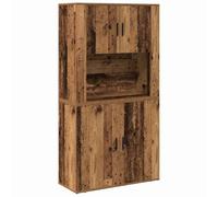 Yisssmeng Highboard in legno anticato 80 x 33 x 150 cm, in legno massiccio con 4 ante, moderna credenza con manici in metallo, mobili robusti per soggiorno, sala da pranzo, camera da letto, corridoio