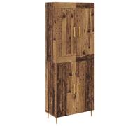 Yisssmeng Highboard in legno vecchio 69,5 x 34 x 180 cm in legno Design moderno con 4 ante e maniglie dorate, robusta credenza per soggiorno, sala da pranzo, camera da letto, corridoio