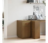 Yisssmeng Honey Brown Solid Pine Writing Cabinet 40 x 50 x 75 cm Rustic Storage Locker with Drawer and Door for Bedroom Home Office Living Room