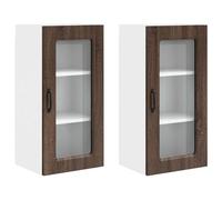 Yisssmeng Kalmar - Set di 2 credenze da cucina in legno massiccio, altezza 80 cm, con ampio spazio di archiviazione, design moderno per cucina, sala da pranzo, corridoio