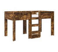 Yisssmeng Letto a castello da 100 x 200 cm, letto a castello in legno di rovere affumicato, robusto telaio del letto su due livelli per fratelli e ospiti, dimensioni 203 x 119 x 113,5 cm