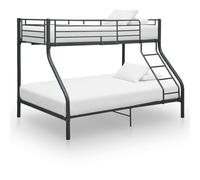 Yisssmeng Letto a castello nero in metallo, 140 x 200 cm, 90 x 200 cm, con ringhiera di sicurezza e scala, moderno e salvaspazio, per cameretta dei bambini, camera da letto, camera degli ospiti