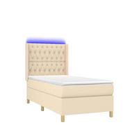 Yisssmeng Letto a molle, 100 x 200 cm, con materasso e LED, moderno letto singolo in tessuto, legno massello, testiera regolabile in altezza per camera da letto e camera degli ospiti
