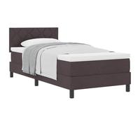 Yisssmeng Letto a molle, 100 x 200 cm, marrone scuro, letto imbottito con testiera regolabile, materasso a molle insacchettate e topper, letto singolo per camera da letto e camera degli ospiti