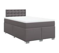 Yisssmeng Letto a molle, 120 x 190 cm, in similpelle grigia, con materasso e topper, design moderno, robusto telaio per camera dei ragazzi, camera degli ospiti, divano letto alternativo