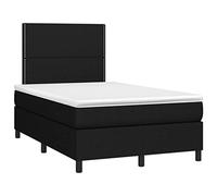 Yisssmeng Letto a molle, 120 x 190 cm, in tessuto nero, con materasso e topper, testiera regolabile in altezza, moderna, per camera dei ragazzi, camera degli ospiti, camera da letto