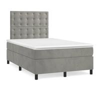 Yisssmeng Letto a molle 120 x 200 cm, grigio chiaro, velluto con materasso a molle insacchettate e topper per camera dei ragazzi e camera degli ospiti, design moderno ed eleganza durevole per camera