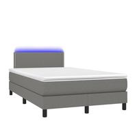 Yisssmeng Letto a molle 120 x 200 cm, grigio scuro con materasso a LED, con molle insacchettate, testiera regolabile, rivestimento in tessuto poliestere, divano letto per ragazzi
