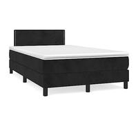 Yisssmeng Letto a molle 120 x 200 cm, in velluto nero con materasso e topper, testiera regolabile in altezza, materasso a molle insacchettate di media durezza, letto per ragazzi singolo, per camera