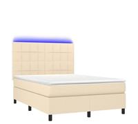 Yisssmeng Letto a molle, 140 x 190 cm, con materasso a molle insacchettate, testiera regolabile in altezza, LED RGB, tessuto traspirante, telaio in larice massiccio