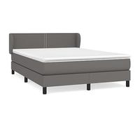 Yisssmeng Letto a molle 140 x 190 cm grigio ecopelle con materasso a molle insacchettate e topper, testiera regolabile in altezza, design moderno e comodo supporto per camera da letto, camera degli