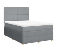 Yisssmeng Letto a molle, 140 x 190 cm, set completo con materasso a molle insacchettate e topper, letto imbottito con testiera regolabile in altezza, telaio in tessuto, grigio chiaro