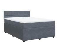 Yisssmeng Letto a molle 140 x 190 cm velluto grigio scuro con materasso a molle insacchettate e topper, design moderno per camera da letto o camera degli ospiti