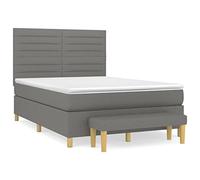 Yisssmeng Letto a molle, 140 x 200 cm, colore grigio scuro, in tessuto a molle insacchettate, testiera regolabile in altezza con panca per camera da letto e camera degli ospiti