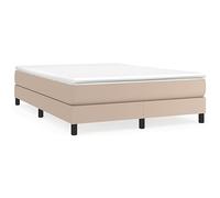 Yisssmeng Letto a molle, 140 x 200 cm, in ecopelle, con materasso a molle insacchettate e topper, letto completo per un sonno riposante in camera da letto, marrone cappuccino