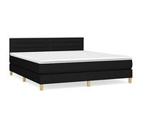 Yisssmeng Letto a molle 160 x 200 cm, in tessuto nero, letto matrimoniale con materasso a molle insacchettate e topper, testiera regolabile in altezza, per un sonno riposante in camera da letto