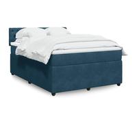 Yisssmeng Letto a molle, 160 x 200 cm, in velluto blu, testiera a molle insacchettate, traspirante, per camera dei ragazzi o degli ospiti, comfort per il soggiorno e la notte