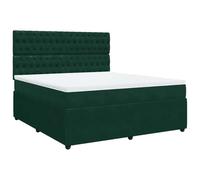 Yisssmeng Letto a molle, 180 x 200 cm, con materasso a molle insacchettate e topper, letto matrimoniale imbottito in velluto verde scuro, con testiera regolabile in altezza, per camera da letto