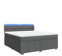 Yisssmeng Letto a molle 180 x 200 cm, grigio scuro con materasso e illuminazione a LED, design moderno e resistente poliestere per camera da letto