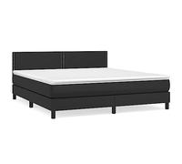 Yisssmeng Letto a molle 180 x 200 cm, in ecopelle nera con materasso a molle insacchettate e topper, design moderno, testiera regolabile in altezza, letto matrimoniale per camera da letto e camera dei