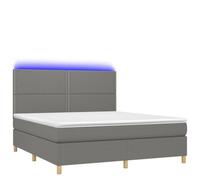 Yisssmeng Letto a molle 180 x 200 cm in grigio scuro con materasso topper e LED che cambia colore per camera da letto, camera dei ragazzi, camera degli ospiti