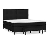 Yisssmeng Letto a molle 180 x 200 cm, in tessuto nero, con materasso a molle insacchettate, testiera regolabile e panchina, design moderno per camera da letto, camera degli ospiti
