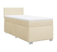 Yisssmeng Letto a molle 90 x 190 cm, color crema con molle insacchettate, materasso e topper, moderno letto per ospiti singolo, rivestimento in tessuto per camera da letto e camera dei ragazzi