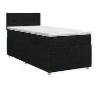 Yisssmeng Letto a molle, 90 x 190 cm, con materasso e topper, nero | Letto singolo moderno per camera da letto con testiera regolabile in altezza e rivestimenti lavabili per un elevato comfort.