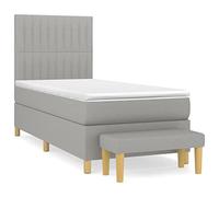 Yisssmeng Letto a molle, 90 x 190 cm, grigio chiaro, con materasso e testiera, regolabile in altezza, moderno, per camera da letto, camera degli ospiti e camera dei ragazzi