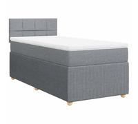 Yisssmeng Letto a molle 90 x 190 cm, grigio chiaro con materasso e topper, molle insacchettate per un sonno ergonomico, poliestere traspirante, adatto per la camera dei ragazzi e degli ospiti