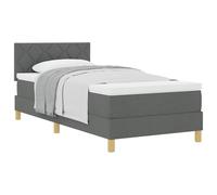 Yisssmeng Letto a molle, 90 x 190 cm, grigio scuro, letto imbottito con materasso a molle insacchettate e topper, letto singolo con testiera regolabile, per camera da letto e camera dei ragazzi