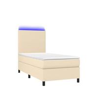 Yisssmeng Letto a molle 90 x 190 cm, LED, in tessuto/larice, regolabile in altezza, con molle insacchettate, topper, ragazzi, ospiti o camera da letto