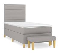 Yisssmeng Letto a molle 90 x 190 cm, letto singolo grigio chiaro, tessuto con molle insacchettate, materasso regolabile in altezza, design moderno, adatto per la camera dei ragazzi, camera degli