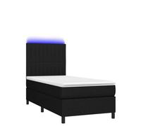 Yisssmeng Letto a molle, 90 x 190 cm, nero, con materasso e LED, per ragazzi e camere degli ospiti, design moderno, funzione letto pieghevole, facile da montare, stile per camera da letto e studio