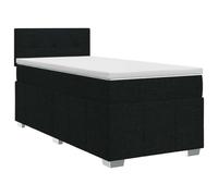 Yisssmeng Letto a molle, 90 x 200 cm, nero, con materasso e topper | Letto imbottito per camera da letto con testiera regolabile in altezza e fodere facilmente lavabili per materasso e topper.