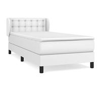 Yisssmeng Letto a molle bianco 80 x 200 cm in ecopelle resistente con materasso a molle insacchettate e testiera regolabile in altezza per ragazzi che dormono sulla schiena e le camere degli ospiti