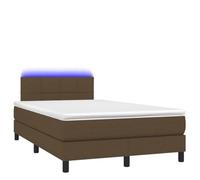Yisssmeng Letto a molle completo 120 x 200 marrone scuro con LED e materasso in tessuto resistente testiera regolabile a doppia altezza per camera dei ragazzi e camera degli ospiti
