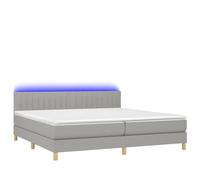 Yisssmeng Letto a molle con materasso e luce a LED, grigio chiaro, 200 x 200 cm, rivestimento in tessuto, testiera regolabile in altezza, luce snooze, per adulti in camera da letto