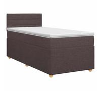 Yisssmeng Letto a molle con materasso e topper, 80 x 200 cm, marrone scuro | Comodo letto singolo per camera da letto con testiera regolabile e federe lavabili per notti riposanti.
