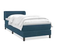Yisssmeng Letto a molle con materasso e topper, 80 x 210 cm, blu scuro, letto imbottito in velluto con testiera regolabile in altezza, telaio per letto e camera degli ospiti