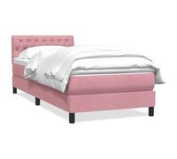 Yisssmeng Letto a molle con materasso e topper, 80 x 220 cm, in velluto rosa, con testiera regolabile in altezza, moderno letto singolo per camera da letto e camera degli ospiti
