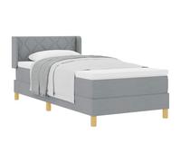 Yisssmeng Letto a molle con materasso e topper, 90 x 200 cm, grigio chiaro, letto singolo imbottito, set completo con testiera regolabile e rete a doghe, per camera da letto e camera degli ospiti