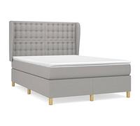 Yisssmeng Letto a molle con materasso, grigio chiaro, 140 x 200 cm, in tessuto, moderno letto da sogno con molle insacchettate e testiera regolabile in altezza, per camera da letto, camera degli